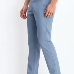 allen solly Men Regular Fit Blue Cotton Blend Trousers image 4