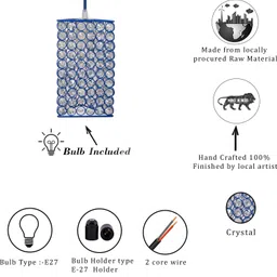 homesake Glossy Hanging crystal Chandelier Vintage Pendant Light Blue Triangle Pendant Lamp Ceiling Lamp image 4