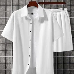 ndenterprise Men Night Suit Set White Solid-picture-12