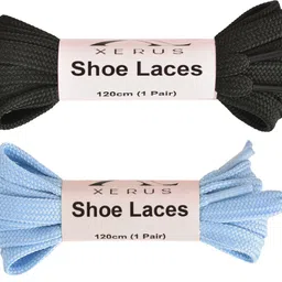 XERUS Flat Black Light Blue Shoe lace for sneakers canvas shoelaces Shoe Lace image 1