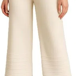 tnq Women Regular Fit Cream Wool Trousers-picture-11