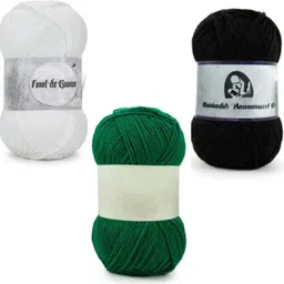 waaome White,Green & Black Wool 300 Gram 100×3 Hand Knitting Art Craft Soft Yarn(WA191)-picture-31