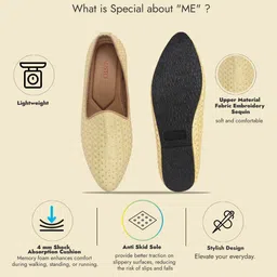 fausto Embroidery Sequin Ethnic Slip On Juttis for Wedding|Traditional Sherwani Shoes Mojaris For Men image 4
