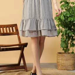 oxolloxo Women Printed Regular Grey Skirt-picture-12