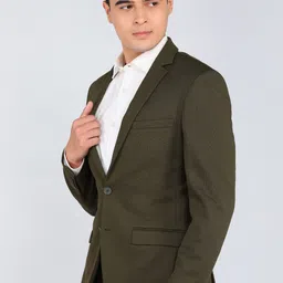 park avenue Men Self Design Single Breasted Formal Blazer image 3