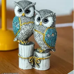 craftpitaraa Cute Resin Joint Owl Sculpture, Vintage Sculpture Tabletop Crafts Figurines Decorative Showpiece - 16 cm-picture-14