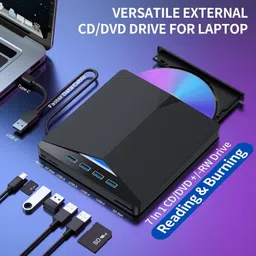 BKC USB 3.0 & Type-C External CD/DVD Drive – Portable +/-RW DVD Player External DVD Writer image 2