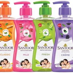 santoor Hand wash with touch of Lotion CREME (200ML+200ML)=400ML Hand Wash image 5