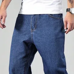 denim life Men Loose Fit Mid Rise Dark Blue Jeans image 4