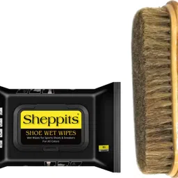 Sheppits Premium Shoe Wet/Cleaning Wipes & Wooden Shoe Polish Brush (Brown) Shoe Care Kit-picture-14