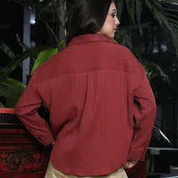 pinacolada Women Regular Fit Solid Spread Collar Casual Shirt image 3