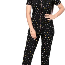 bloem Women Shirt & Pyjama set Black Printed-picture-28