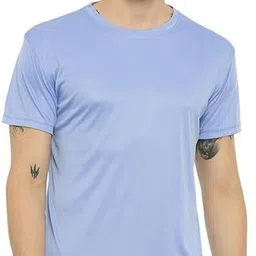 republic Men Solid Round Neck Polyester Light Blue T-Shirt-picture-42