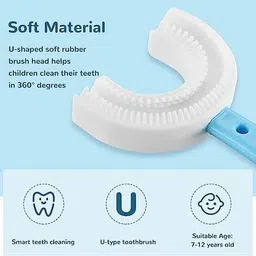 momisy U Shaped Toothbrush for Kids Silicone For 6-12 Years (Oval Design) Soft Toothbrush image 3