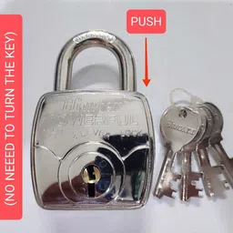 wrestler Himtex Powerful 65mm Push lock - 8 Levers, Double Locking, 4 Keys, Chrome Plated Padlock image 1