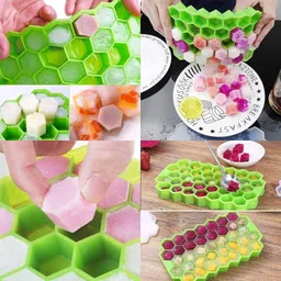 rbgiit 37 Cavity Ice Cube Mould Tray, Flexible Silicone Shape Honeycomb for Freezer Multicolor Silicone Ice Ball Tray image 5