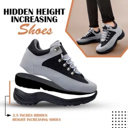 yuvrato baxi Grey Casual Sport Running Laceup Shoe For Men With 9CM Hidden Height Increasing Walking Shoes For Men-picture-12