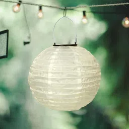 xergy Solar Powered Hanging Lanterns – Waterproof Decorative Lights for Garden,Home White Cloth Hanging Lantern image 4