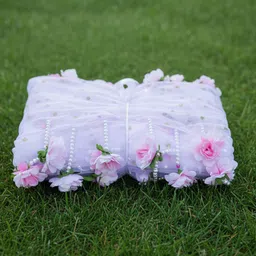 quvyarts Bridal Entry Chadar Soft Net Fabric Garland Phulkari ChadarPhoolon Wali Chaddar Net Garland image 4