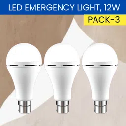 sacro 12W Rechargeable Inverter LED Bulb with Upto 4H.Power Cut Lighting Pack of_3Z119 4 hrs Bulb Emergency Light image 1
