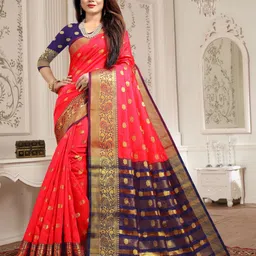 king vulture Woven, Paisley, Self Design Banarasi Pure Silk, Cotton Silk Saree-picture-20