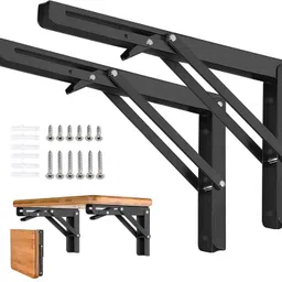 indiwarrior Heavy Duty Folding Shelf Brackets, Wall Mounted Space Saver, Table/bench Support 30 CM Shelf Bracket-picture-12