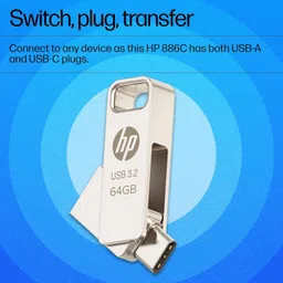 HP 888C 64GB 64 GB Pen Drive Compatible with Audio Player, Desktop Computer, Gaming Console, Laptop, Mobile, Netbook, Tablet, Television USB 3.2, USB 3.1, USB 3.0, USB 2.0 Metal Case image 2