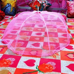 mukta collection Polyester Infants Washable Eight Stick Baby Mosquito Net Pink Mosquito Net image 5