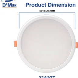 D'Mak 22 Watt Round LED PC Panel Light for POP & False Ceiling Pack of 1 Ceiling Light Ceiling Lamp image 3
