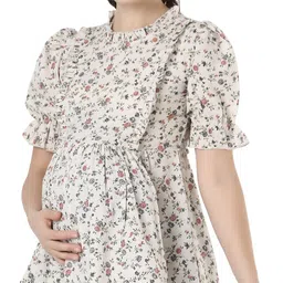 zuvino Casual Puff Sleeves Printed Women Grey Top image 3