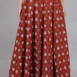ar-fabtiko Women Printed Flared Maroon Skirt image 2