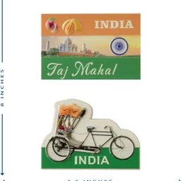ss handemade Indian Flag & Rickshaw Fridge Magnet Handmade Indian Heritage Set Of 2 Fridge Magnet, Door Magnet Pack of 1 image 4