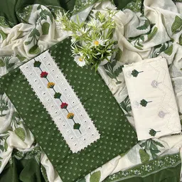 ejs Unstitched Pure Cotton Salwar Suit Material Floral Print image 2