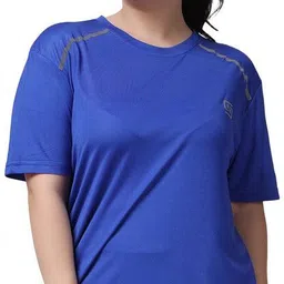 nd Women Solid Round Neck Polyester Blue T-Shirt-picture-27