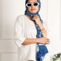 style 98 Printed Pure Cotton Women Blue Stole-picture-10