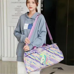 6 L Gym Duffel Bag - Unicorn Print Duffel Bag - Purple-image-0
