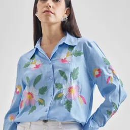 tokyo talkies Women Regular Fit Printed Cut Away Collar Casual Shirt-picture-36