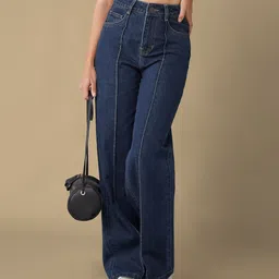 dolce crudo Women Flared High Rise Blue Jeans-picture-17