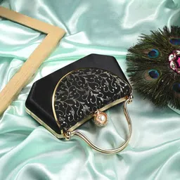 Party Black, Gold Clutch-image-9