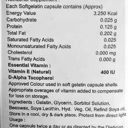 eglow VItamin E Capsules 400 IU(Natural Source) image 3