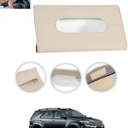 ccmm Universal Leatherite Beige Rectangle Tissue Paper Box/Dispencer For Car-110 Vehicle Tissue Dispenser image 1