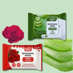 skinic Rose Aloe Vera Face Wipes | Moisturizing & Softness image 1