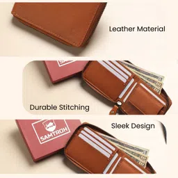samtroh Men Casual Tan Genuine Leather RFID Wallet image 4