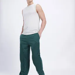 glitchez Men Solid Green Track Pants image 4