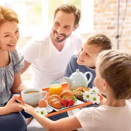 sugaalsu 38cm Wheat Straw Food Trays Rectangular Serving Platter for School Coffee Hote Tray image 5