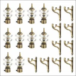 gloxy Gold Rod Rail Bracket, Curtain Knobs, Curtain Hooks, Curtain Rods Metal-picture-22