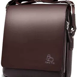 komto Brown Men Sling Bag - Medium Premium Kangaroo Embossed Logo Men Leather Sling Shoulder Bag (Brown)-picture-21