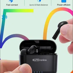 Portronics Adults Black Twins 33 Smart Truly Wireless Bluetooth In-Ear Earbuds with Mic image 3