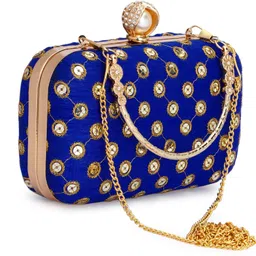 divastri Party Blue, Beige Clutch - Regular Size-picture-13