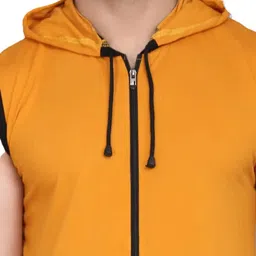 vastraart Men Colorblock Round Neck Polycotton Yellow, Black T-Shirt image 4